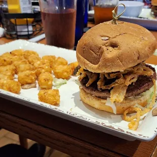 Vegan Impossible burger with hummus