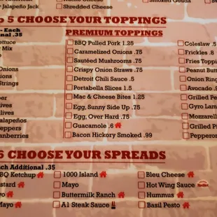 the menu of the restaurant