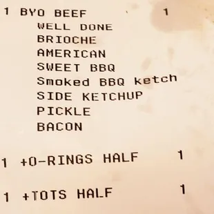 the receipt for the restaurant