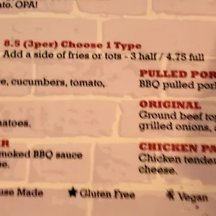 menu