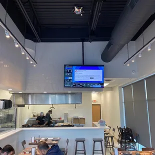 a view of the dining area of a restaurant