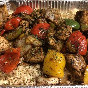 chicken, peppers, and rice