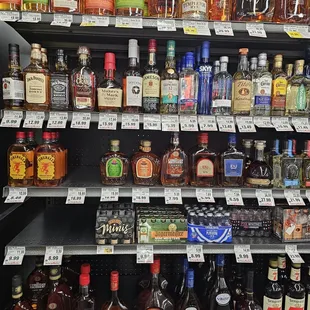  liquor on shelves in a grocery store