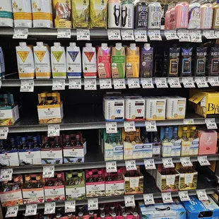  a variety of beverages in a grocery store