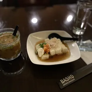 Miso Soup, Agedashi tofu. Since I'm staying at The Verb across the street, I got the tofu for free! (Free app for up to $10)