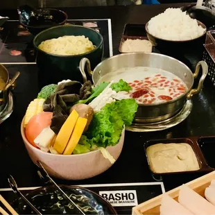 Hot pot chicken combo with chicken broth &amp; goji berry broth