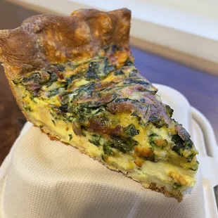 Quiche: spinach, cheddar, and garlic