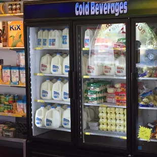 cold beverages in refrigerators