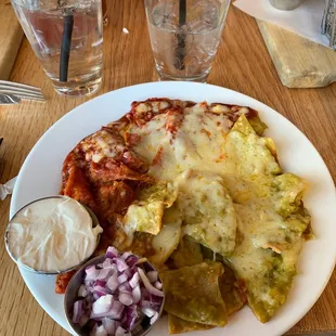Half/half chilaquiles