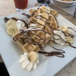 Banana &amp; Nutella Waffles