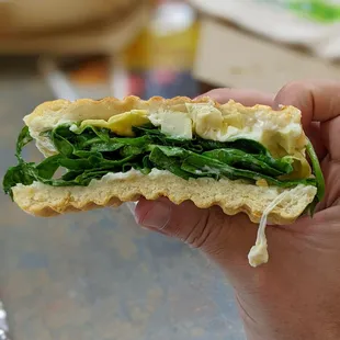 Panini with spinach and artichoke dip