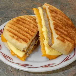 a sandwich cut in half on a plate