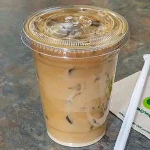 iced coffee in a plastic cup