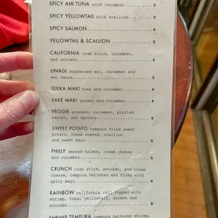 menu, sushi and sashimi