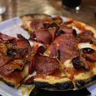 Diavola pizza on handmade gluten free crust