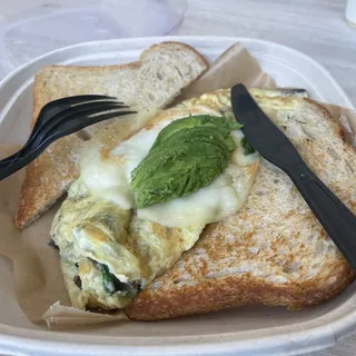 Provolone Avocado Spinach Mushroom Omelet