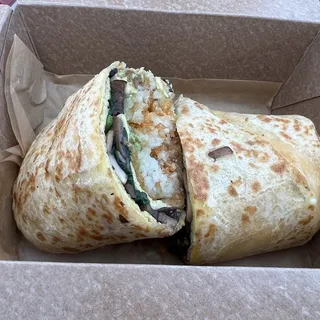 Avocado Spinach Mushroom Breakfast Burrito