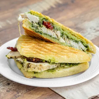 Pesto Grilled Chicken Panini on Ciabatta with Salad or Bag of Chips