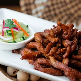 New - Pork Jerky with cucumber salad