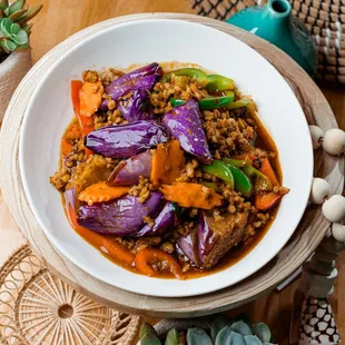 Eggplant Basil with ground pork