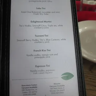 menu