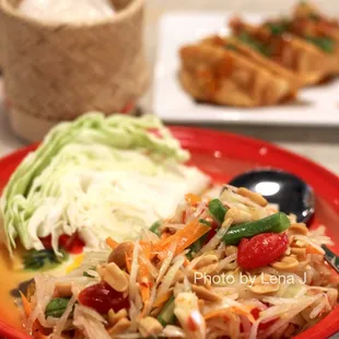 Papaya Salad ($11) -served w sticky rice. Good! Hot level is pretty spicy.