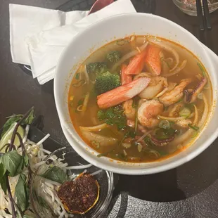 Spicy seafood pho Thai style