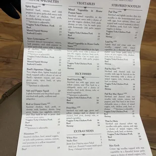 Menu as of Nov'21
