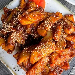Honey chili crispy potatoes- not crispy in texture but very delicious!