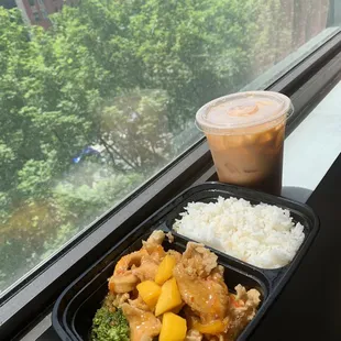 Chicken Angel w/rice  &amp; Lychee Thai Tea