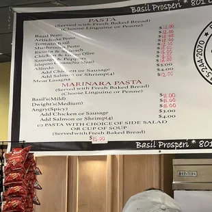 New menu prices March 1 2023