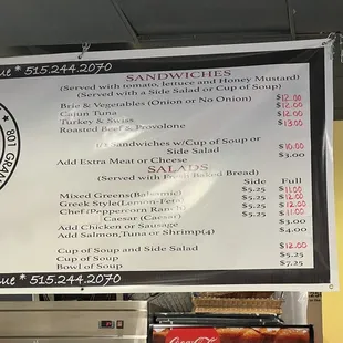 New menu prices March 1 2023