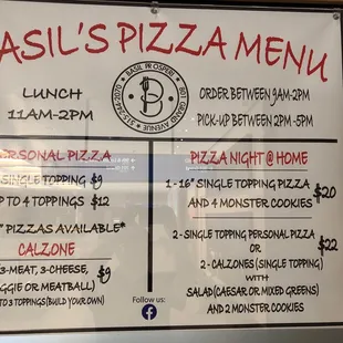 a menu for a restaurant