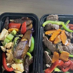 two plastic containers of food