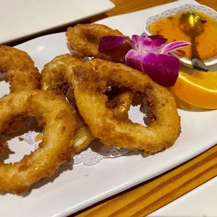 onion rings and dipping sauce