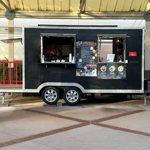 a food truck parked in a building
