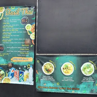 Menu and phone number