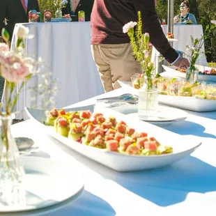 Lemongrass Tuna Poke catered at a wedding&apos;s cocktail hour!