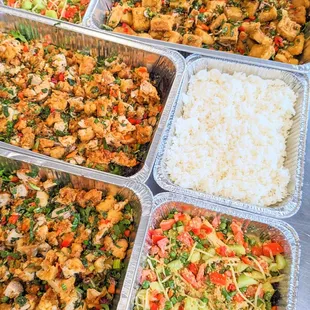 Our best-selling fried chicken larb and fried tofu larb are ALWAYS a hit! Order with fragrant jasmine rice and a side of papaya salad!