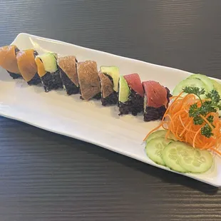 Rainbow roll with black rice