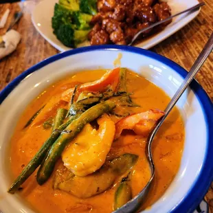 Panang Curry and Orange Chicken