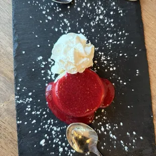 Raspberry panna cotta