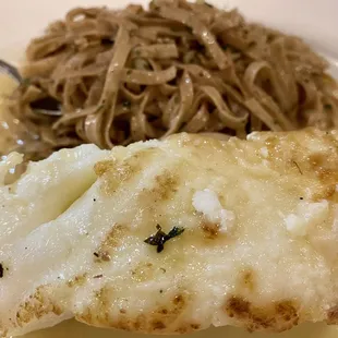 Seabass and fancy linguine, alio olio.