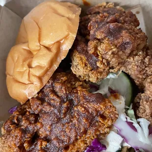 Fried Chicken Sandwich w/ hot sauce
