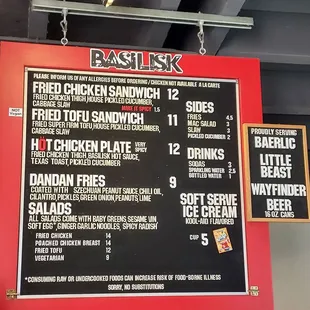 Menu as of June 2024