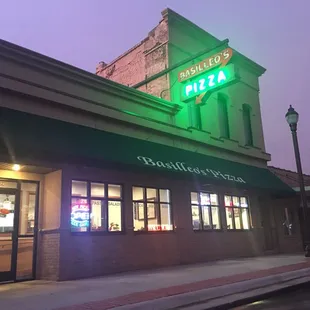 Front of the restaurant at dusk
