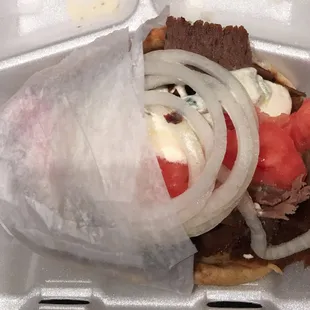 Gyro is OK, but order extra sauce on the side.