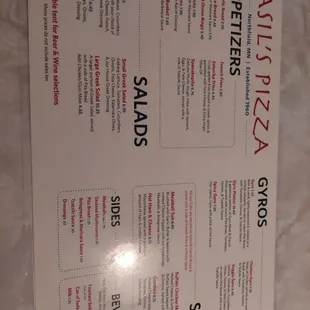 menu