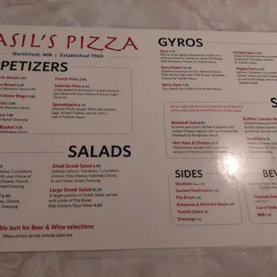 menu