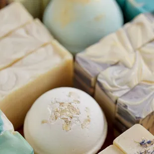 Soaps, and bath bombs, and scrubs, and lotions and face products and, and, and...